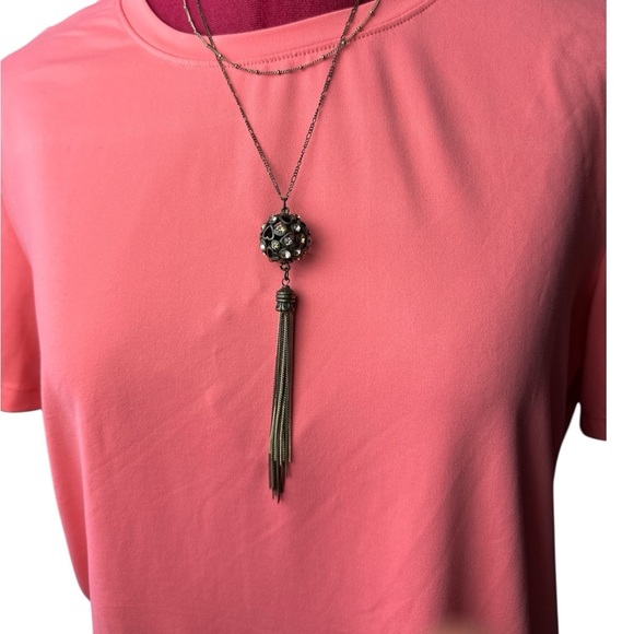 Dual chain necklace crystals and hearts - Picture 6 of 8